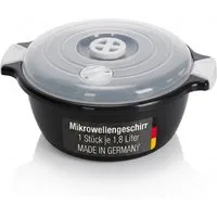 Lantelme Mikrowellenbehälter Mikrowellenschüssel 1,8 Liter schwarz stapelbar, Kunststoff, (1-tlg., Für Mikrowelle, Gefrier- und Kühlschrank, Picknick), Schüssel Dampfventil, Spülmaschinengeeignet, Deutsche Herstellung