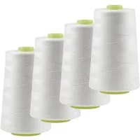 maDDma 4 x 4572m Qualitäts Overlockgarn Nähgarn Polyester Overlockgarn, 4 m, A501 reinweiß