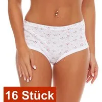 Cocain underwear Taillenslip Damen Taillen Slip geblümt weiss Baumwolle (Spar-Pack, 16-St) 100% Baumwolle - ohne Seitennähte