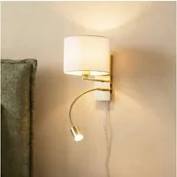 Lindby Wandleuchte Florens, Gold / Messing warmweiß IP20, 1 x 40 W E14 (exkl) + 1 x 4 W LED (inkl), warmweiß