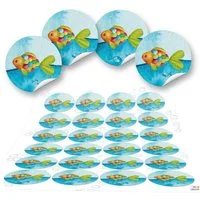 Logbuch-Verlag Aufkleber 24 kleine 4 cm FISCHE maritime Aufkleber rund Kinderaufkleber blau