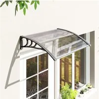 Outsunny Pultvordach Vordach Haustürvordach 100 x 75 cm Polycarbonat Transparent (Überdachung, 1 St., Polycarbonat), Transparent
