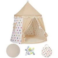 SEHAUSEU Spielzelt Kinderzelt Spielhaus mit Bodenmatte, Lichterkette und Tragetasche