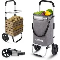 Arebos Einkaufstrolley 3-in-1 mit Kühlfach, klappbar 50 L & Tragkraft 50 kg, 56 l, integrierte Kühlfach