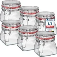 Wellgro Vorratsglas Einmachgläser mit Bügelverschluss eckig, Fermentierglas, (6-tlg)