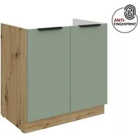 Küchen-Preisbombe Spülenunterschrank 80 cm Küche ARIA Aquamarin ultra matt Anti Fingerprint Küchenzeile