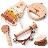 Lzbargon Spielzeug-Musikinstrument Bär Musikinstrumente Baby Musikinstrumente Montessori-Holzspielzeug, für Kinder ab3Jahr, Schlagzeug Xylophon Tamburin Instrumente