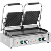 Royal Catering Kontaktgrill Doppel Elektrogrill Elektrogriller Toaster geriffelt + glatt Gastro, 3600 W