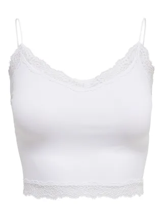 ONLY - ONLVICKY LACE SEAMLESS CROPPED TOP NOOS Bright White - Gr. - M/L