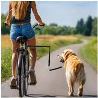 PawHut Fahrradleine für Hunde Einfache Installation und Demontage, Stahl, Polyester (Fahrrad Hundeleine, 1-tlg., Hundeleine), für Fahrrad, Radfahren, Training, Joggen, Schwarz