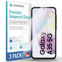 smartect Displayschutzglas Schutzglas Panzerfolie Klar für Samsung Galaxy A35 5G, Set, 3 Stück, Schutzfolie Glasschutz Bildschirm