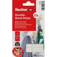 GOW Fischer Montagestreifen, 20 Stück, Klebeband weiß, 22 x 36 mm