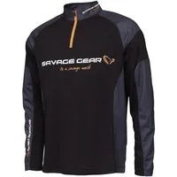 Savage Gear Longsleeve Savage Gear Tournament Gear Shirt 1/2 Zip Black Ink - Angelshirt
