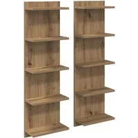 vidaXL Regal Wandregal 2 stk. Artisan-Eiche 30 x 15 x 100 cm Holzwerkstoff, 2-tlg.