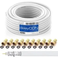 deleyCON deleyCON 10m HQ SAT Kabel HDTV 130dB 4x geschirmt + 10x F-Stecker - SAT-Kabel
