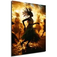DARO Design Leinwandbild Modern Abstrakt Wandbilder XXL Wandbild Wand Deko Leinwand Bilder, (tanzender Häuptling - Bild Groß Wohnzimmer Schlafzimmer Küche Esszimmer Einteilig Querformat Fotodruck Leinwände Wanddeko Abstrakte Kunst Boho), 30x20cm