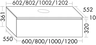 Burgbad Waschtischunterschrank Lin20 Melamin 361x1002x552 Eiche Dekor Nachtschwarz, WXYI100F7331 WXYI100F7331