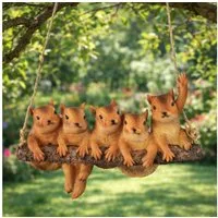 Online-Fuchs Gartenfigur für außen - 5 Eichhörnchen zum Aufhängen - Deko Figuren, (21,5 cm groß, wetterfest), süße Gartendekoration im Frühling, Sommer & Herbst