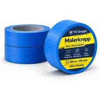 TK Gruppe Klebeband 3x Malerkrepp Kreppband Klebeband Abklebeband - Tape blau (3-St., Set)