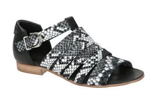 Charme 0703 Damen Sandale Schwarz - Echtleder Fu?bett - Gummisohle - Blockabsatz