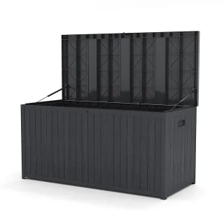 Livingandhome Gartenbox, Grau, Kunststoff, 125x61.5x56 cm, Aufbewahrung & Schutzhüllen, Gartenboxen