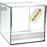 GarPet Terrarium Terrarium 30x30x30 cm Glas Reptilienbecken Mit Belüftung Und Falltür