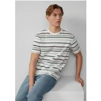 QS Kurzarmshirt T-Shirt T-Shirt mit Streifen aus schwerem Jersey