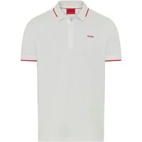 HUGO Poloshirt Dinoso Kragen mit kontrastfarbigem Streifen, Slim Fit, Logodruck
