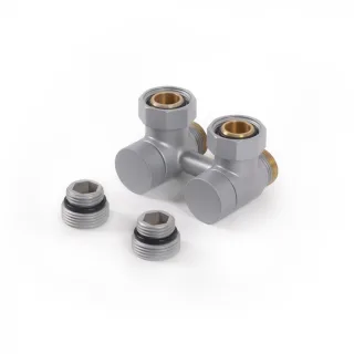 Terma Absperr-Verbundeckventil 50mmSC GW 3/4" (GZ 1/2")-GZ M22x1,5 , TGEOST001, Silber TGEOST001