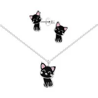 ALEXANDER YORK Schmuckset Schmuckset, KATZE schwarz, 4-tlg.