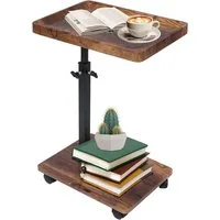 Refined Living Beistelltisch Verstellbarer C-förmiger Beistelltisch,Couchtisch,Sofatisch mit Rollen (Höhenverstellbar 45–80 cm, mit 360° drehbar, Couchtisch klein, Nachttisch flexibel, Tisch unter Sofa schiebbar, Arbeitsplatz, Sofa Beistelltisch, pla