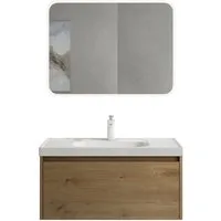 doporro Badmöbel-Set Badezimmermöbel Waschbecken-Unterschrank Waschbecken Salerno