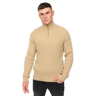 Crosshatch - "Havaline" Pullover mit kurzem Reißverschluss für Herren (Steinfarben)