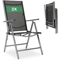 Arebos Klappstuhl Gartenstuhl 2er Set klappbar Hochlehner Alu verstellbar UV-fest (Set, 2 St), 7-fach verstellbar, Wetterfestes, bis 120 kg