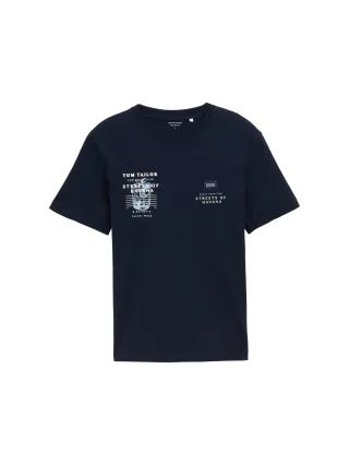 Tom Tailor - T-Shirt mit Print sky captain blue - Gr. - M