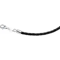 GIORGIO MARTELLO MILANO Kette ohne Anhänger Lederband geflochten, schwarz, Silber 925
