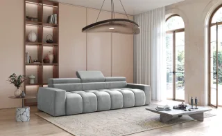 Bigsofa Couchgarnitur DARCY Megasofa in Stoff Salvador Hellgrau