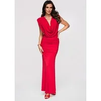 OMBRE Abendkleid Damen Abendkleid mit schickem Mermaid-Schnitt Rot XS (kein Set, 1-tlg)