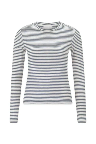 Rich & Royal - Organic Sparkle Striped Longsleeve misty blue - Gr. - L