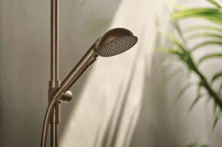 Hansa Brausebatterie mit Brausegarnitur, 3-strahlig, HANSAPRISMA 4813 Bronze-gebürstet, 4813042181 4813042181
