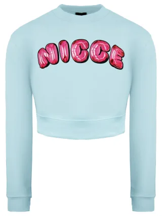 NICCE LANGELEVE Hellblau Womens Caddel Cropped Sweatshirt 211 2 03 01 0315
