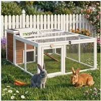 Zooprinz Freigehege Auslaufgehege Hasen Kaninchen Meerschweinchen Comfort mit Haus, XL, Wetterfest, Bitumen Klappdach, Freilauf, Auslauf, Freigehege