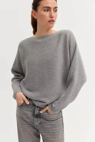 THE FASHION PEOPLE - Horizontal rib Pullover silvergrey mel. - Gr. - M