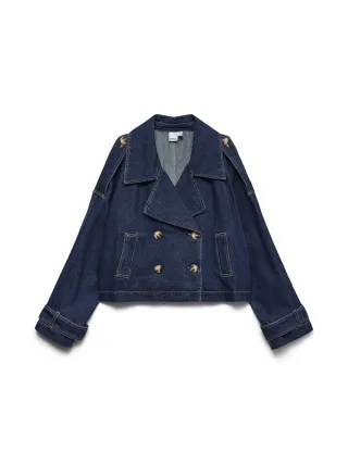 VERO MODA - VMLELOU LS SHORT TRENCHCOAT MIX NOOS Dark Blue Denim - Gr. - M