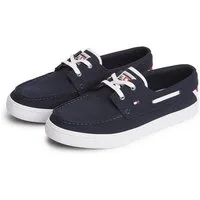Tommy Hilfiger TH BOAT VULC SNEAKER CANVAS Bootsschuh Schnürschuh, Halbschuh mit Kontrastbesätzen und Durchzügen