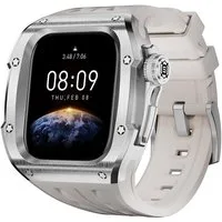 Wigento Smartwatch-Armband Für Apple Watch Series 10 46mm Silikon Armband mit Metall Gehäuse Case, Stoßfest, stilvoll, integriertem Armband