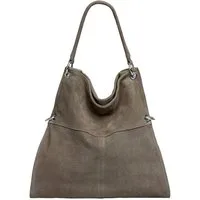 Caspar Schultertasche Große Vintage Damen Leder Handtasche - PREMIUM LINE - Modell No.805, samtig weich, angenehmer Tragekomfort - 100% Wildleder - Made in Italy