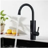 HOMELODY Küchenarmatur Elektrischer Wasserhahn Küche mit Digitalanzeige und Durchlauferhitzer (Mischbatterie für Bad/Küche) Schwarze Ausführung mit Digitalanzeige für den täglichen Kücheneinsatz