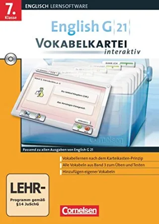 English G 21 - Lernsoftware - Vokabelkarteien interaktiv - zu allen Ausgaben: English G 21 Band 3. 7. Klasse Vokabelkartei interaktiv zu allen Ausgaben