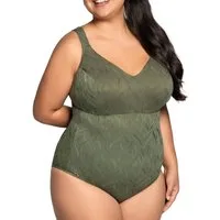 Ulla Dessous Badeanzug Badeanzug mit Bügel Monaco (Stück, 1-St) genähte Cups, Uni, Materialmix